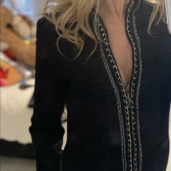 Chico’s Black Croc Embossed Nehru Jacket - Picture 3 of 13